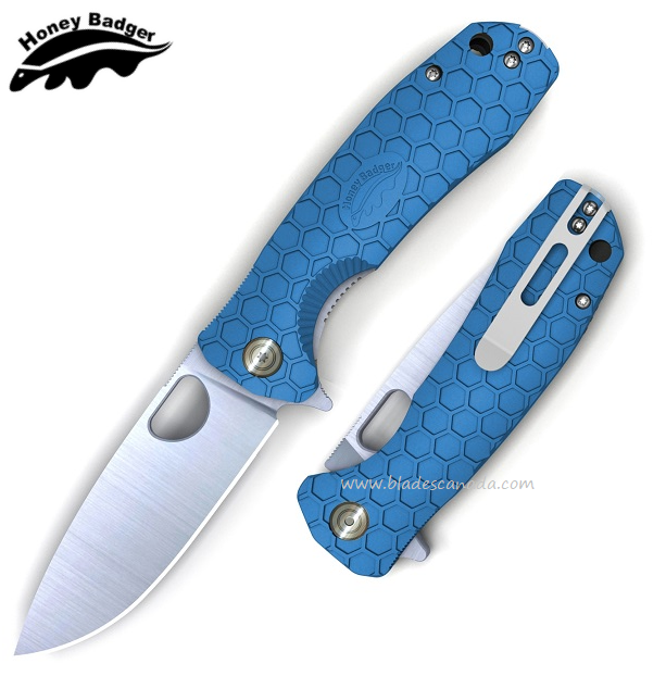 Honey Badger Med Flipper Folding Knife, No Choil, D2 Steel, FRN Blue, HB1058